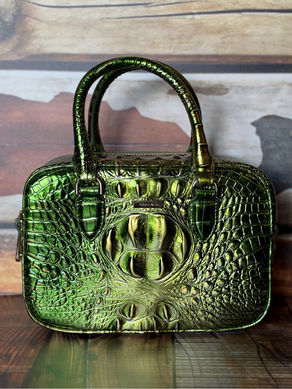 Firm ~~ 2x eyes Brahmin Mara Cacti Green Metallic Beauty NWT - Picture 2 of 16